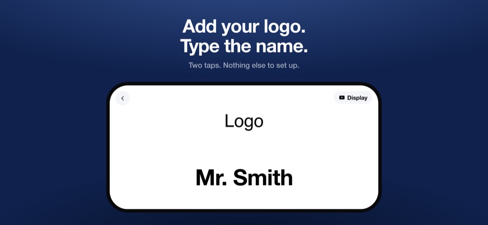 Greeter Board editor: a name sign with a logo